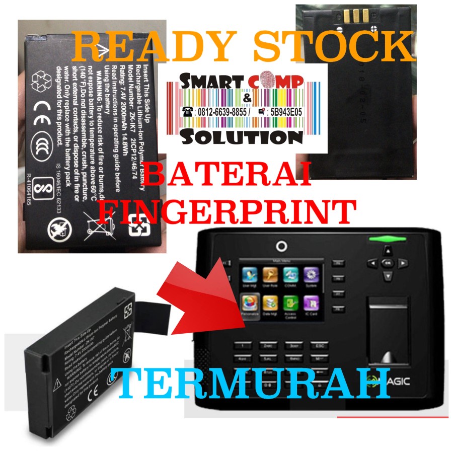 Baterai Fingerprint MAGIC MP5700 / MP-5700 / MP 5700 Baterai Mesin Absensi Lithium Battery Zk-Ik7