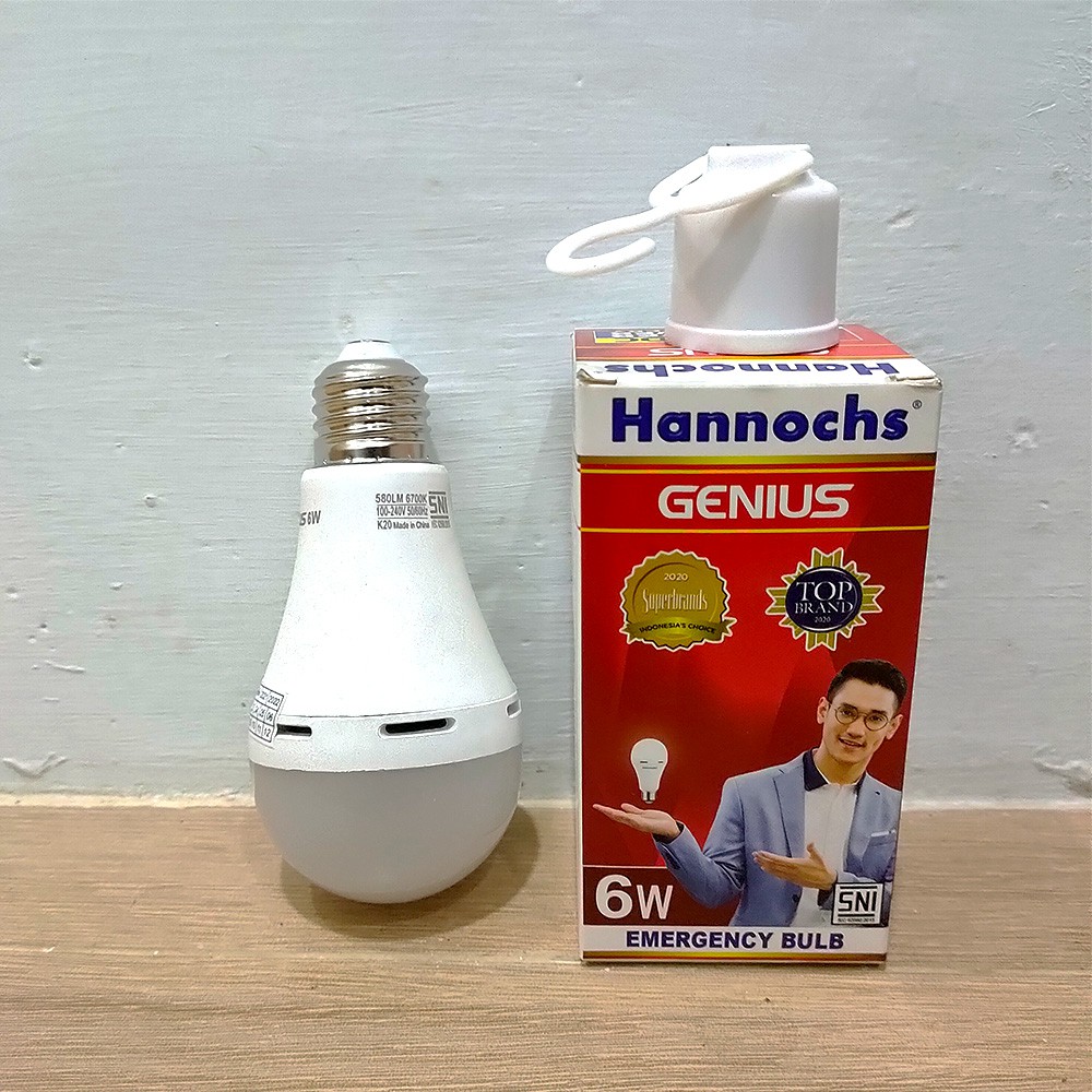 HANNOCHS LAMPU LED GENIUS EMERGENCY AC DC 6W 8W 10W 12W 15W PUTIH