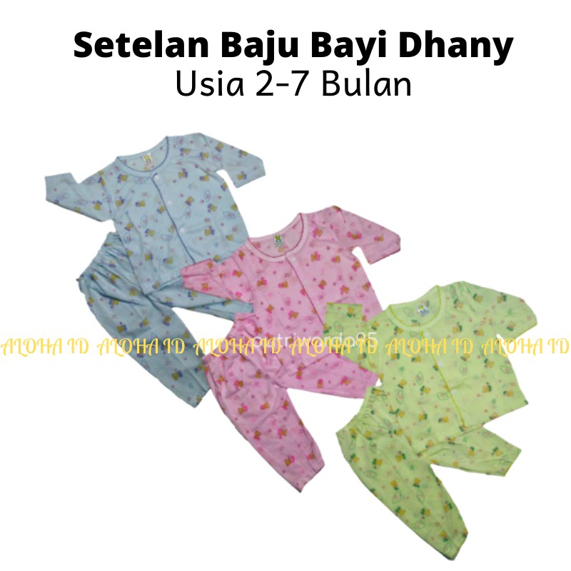 Setelan Baju Anak Bayi 2-7 Bulan  Dhani Lengan Panjang Baju Anak Cewek Cowok Laki Laki Perempuan