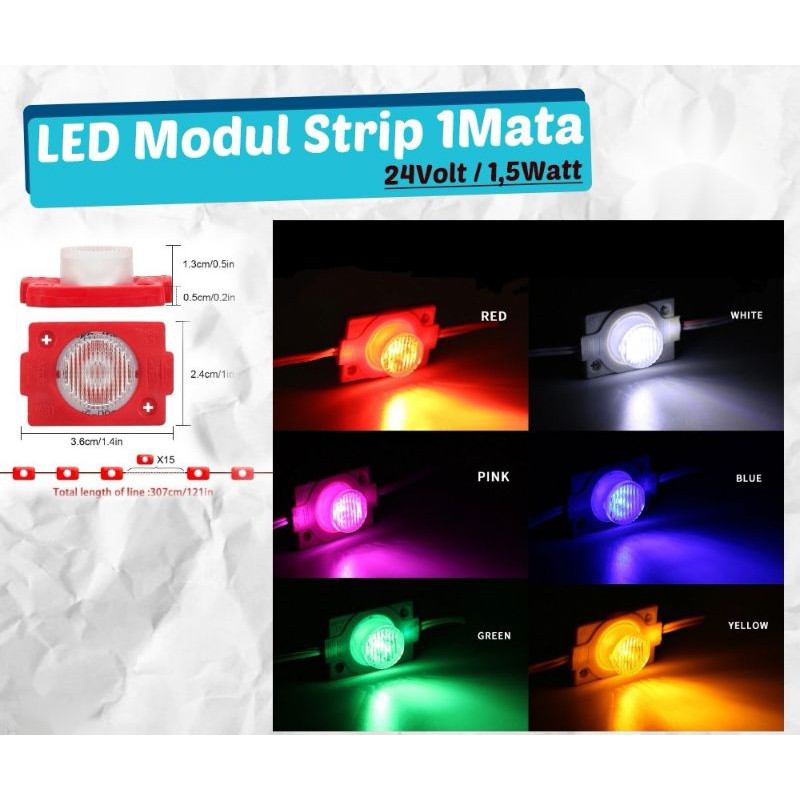 LAMPU LED MODUL 1MATA 12VOLT dan 24VOLT 1.5 WATT WATERPROOF 1 MATA 12V 24V 12 V VOLT VARIASI MOBIL