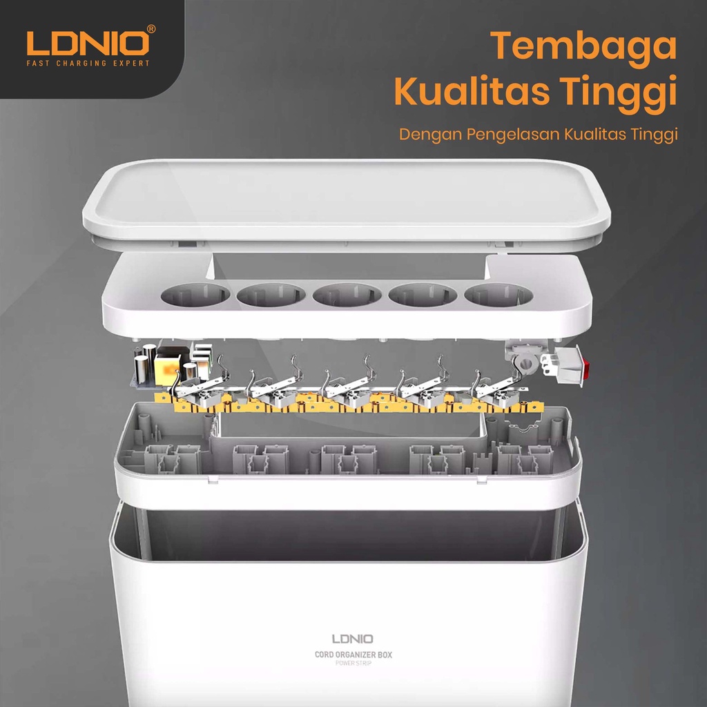 LDNIO STOP KONTAK LISTRIK MANAGEMENT BOX KABEL 5 LUBANG 3 USB - SE5334
