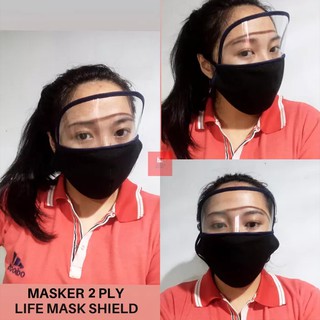  Masker  Kain Face shield Bahan  Oxford  2  ply  Tebal Mika 