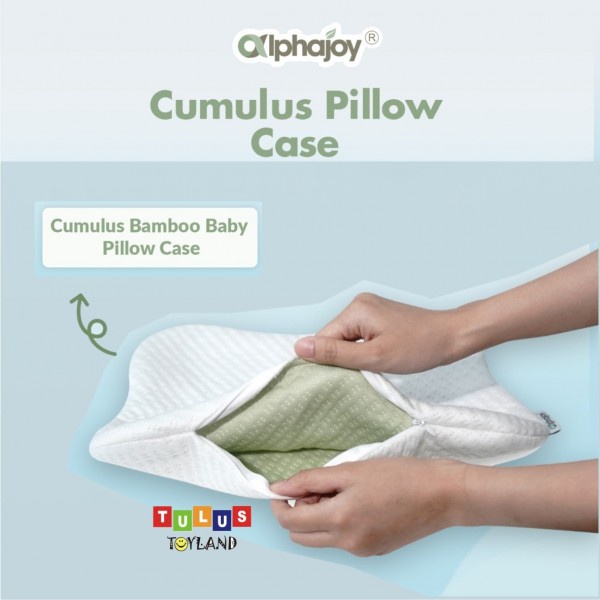 Sarung Bantal Alphajoy CUMULUS Pillow Case Bamboo Organic Cotton Premium Jacquard Wedge Pillowcase Anak Bayi anti alergi halus lembut