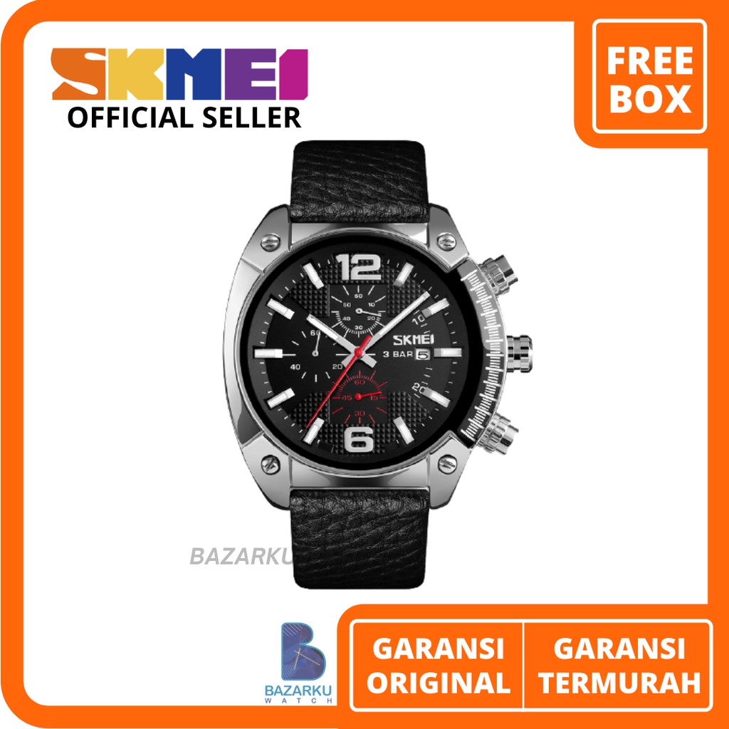 Jam Tangan Pria Skmei 9190 Silver Jam Tangan Skmei Jam Tangan Kulit Pria Jam Tangan Cowok Embos