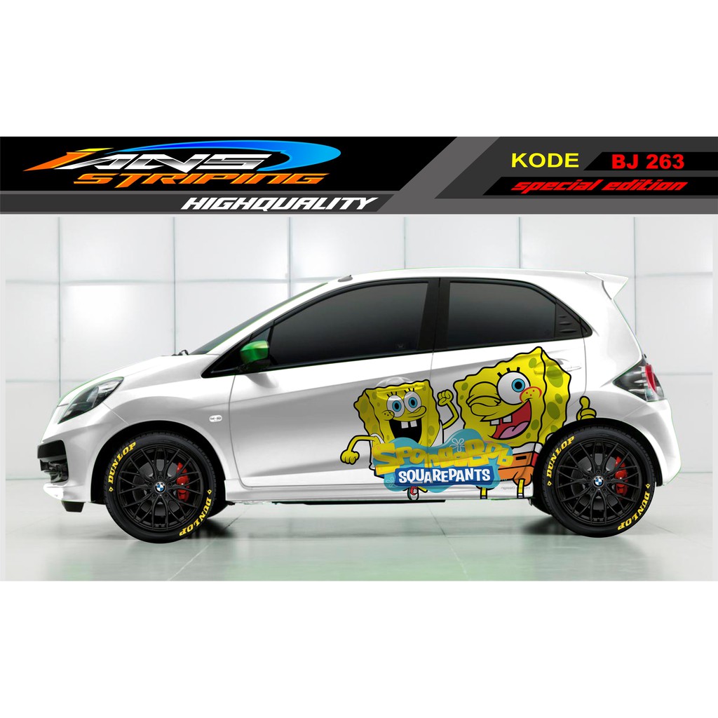 DECAL STICKER MOBIL BRIO, JAZZ, AGYA, KARIMUN, YARIS, MOBILIO / STICKER MOBIL / STIKER SPONGBOB