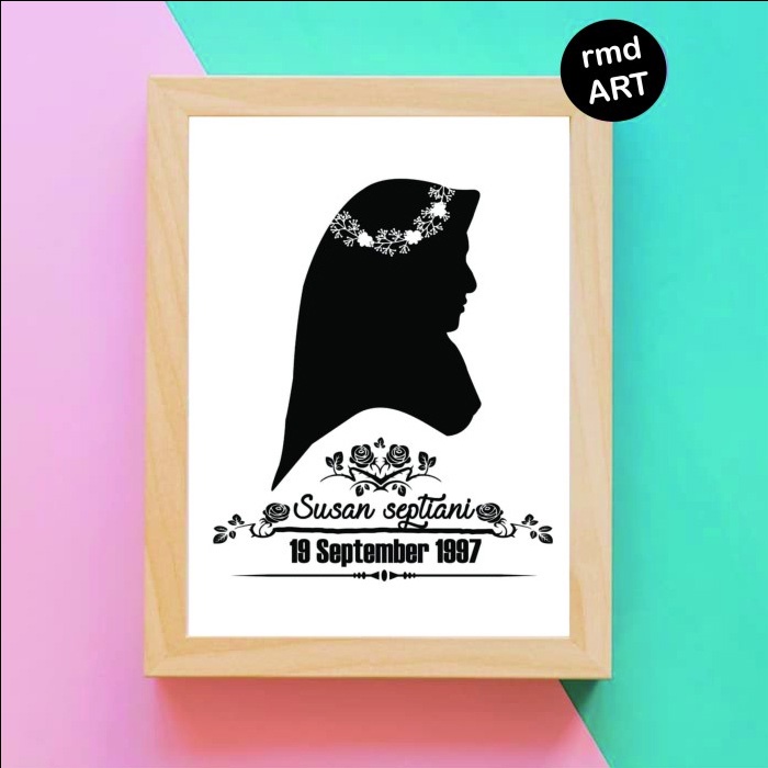 Jual cetak foto siluet + bingkai A4 (free design) wall decor / frame A4