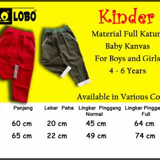  Celana  Panjang  Anak  Kinder by Lobo 4 5 dan 5 6 tahun 