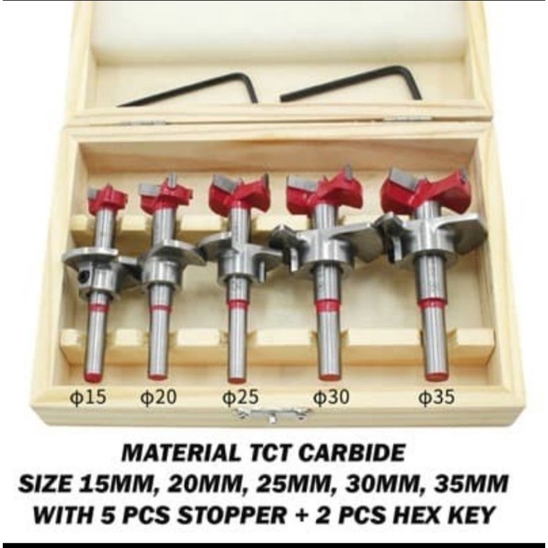 MATA BOR ENGSEL SENDOK + STOPPER 5 PCS - FORSTNER BIT SET 5PCS WITH STOPPER TCT HOLE SAW