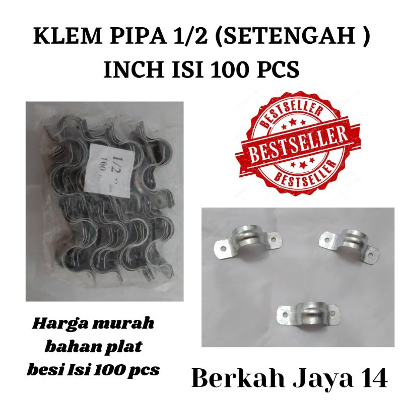 KLEM BESI PLAT PIPA UKURAN 1/2 INCH ISI 100 BIJI / PACK HARGA MURAH BARANG BERKUALITAS