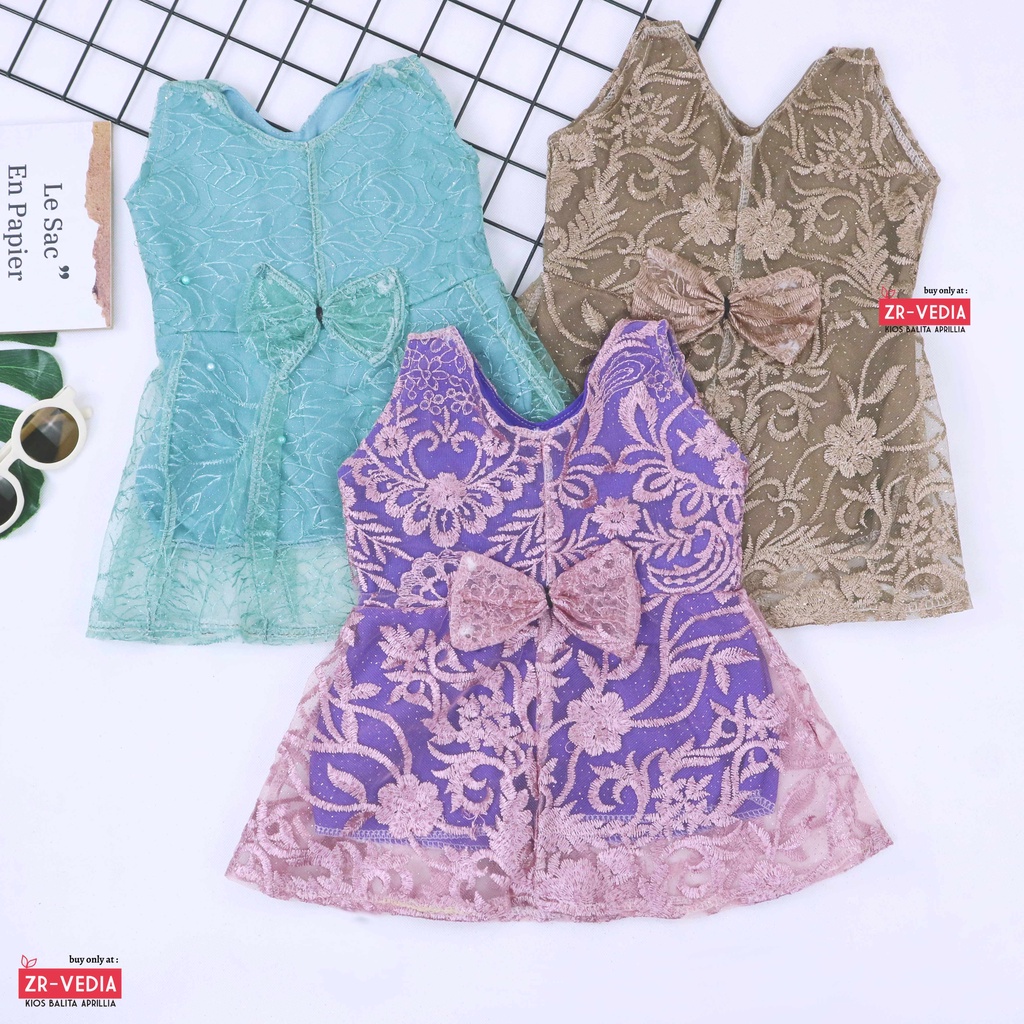 Dress Keira Uk Bayi 0-6 Bulan / Gaun Brukat Pesta Kondangan Baju Baby Import Dres Brukat Kensi Anak