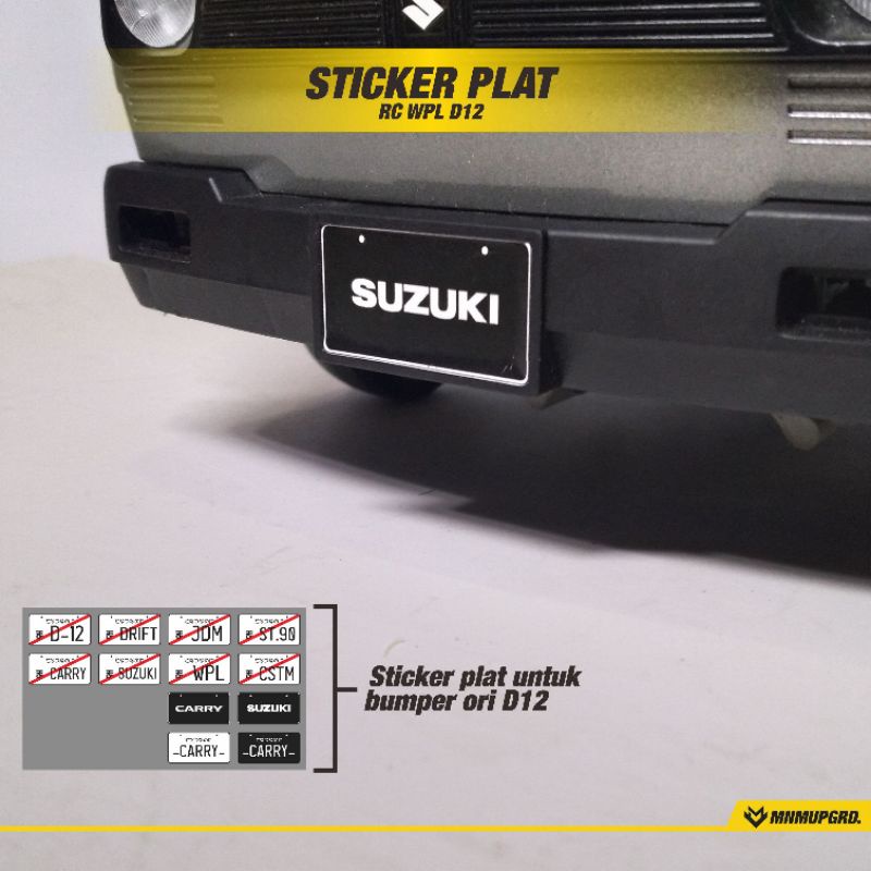 Sticker RC plat depan WPL D12 (bumper ori) / Sticker rc wpl d12