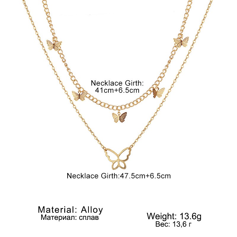 Korean version of personality and temperament was thin clavicle chain women's butterfly pendant multi-layer necklace