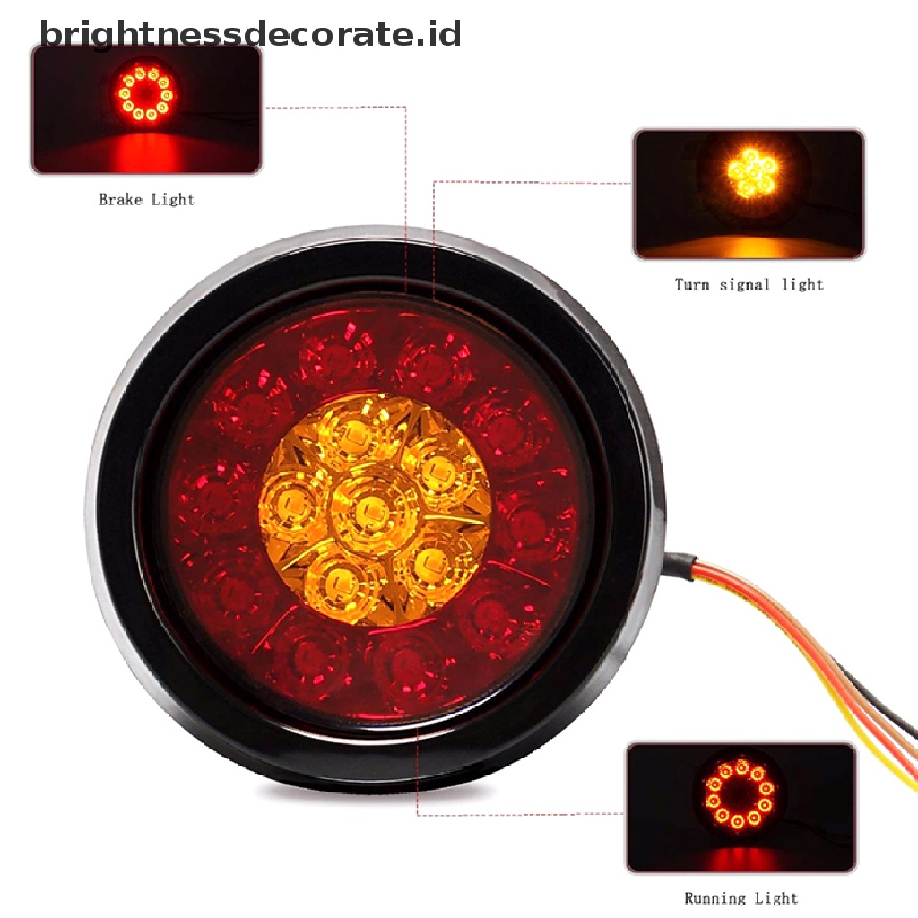 (Birth) Lampu Belakang / Sein / Rem 16-led 4 &quot;Bentuk Bulat Warna Merah / Amber Untuk Truk / Trailer