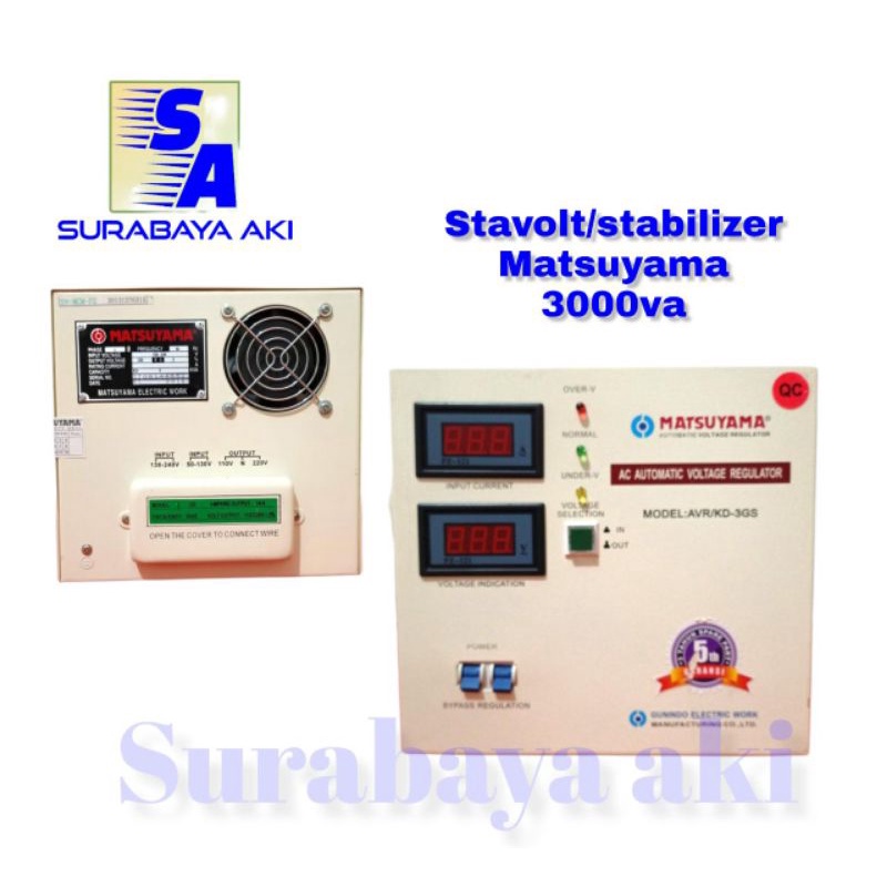 Stabilizer Listrik Stavolt Voltage Regulator MATSUYAMA 3000va 3kva matsuyama 3GS stavol 3000 va SINGLE PHASE