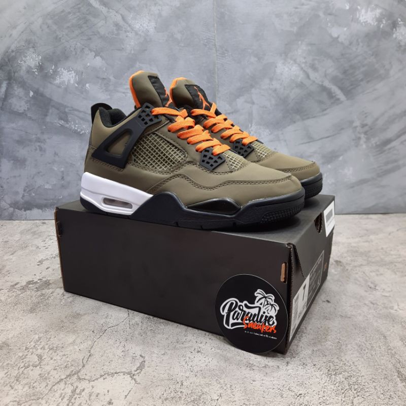 Sepatu Air Jordan 4 X Undefeated Olive Green