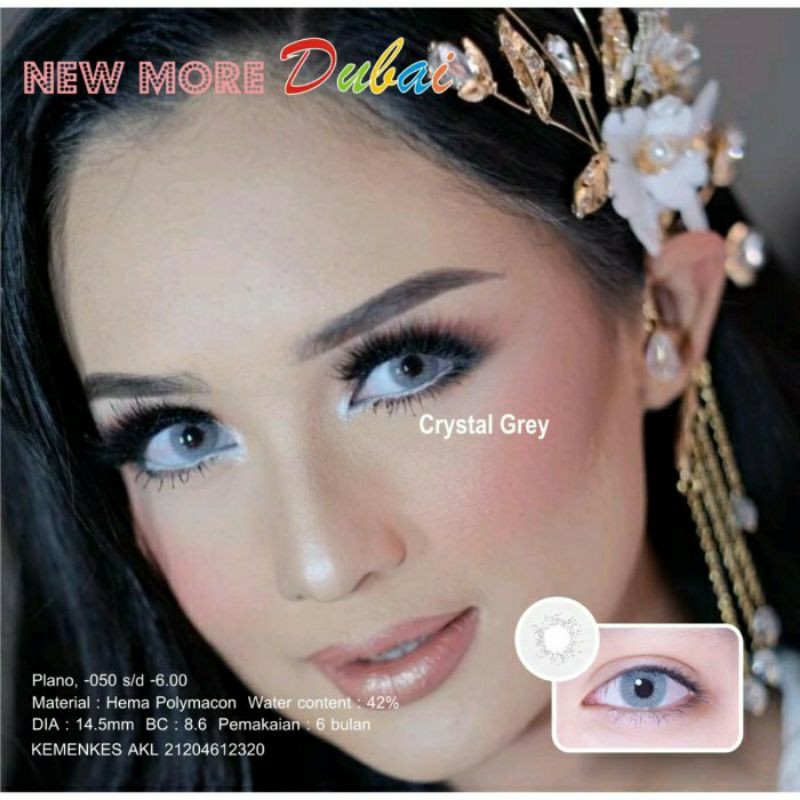 SOFTLENS PROMO MURAH MORE DUBAI CRYSTAL GREY NORMAL 14.5MM