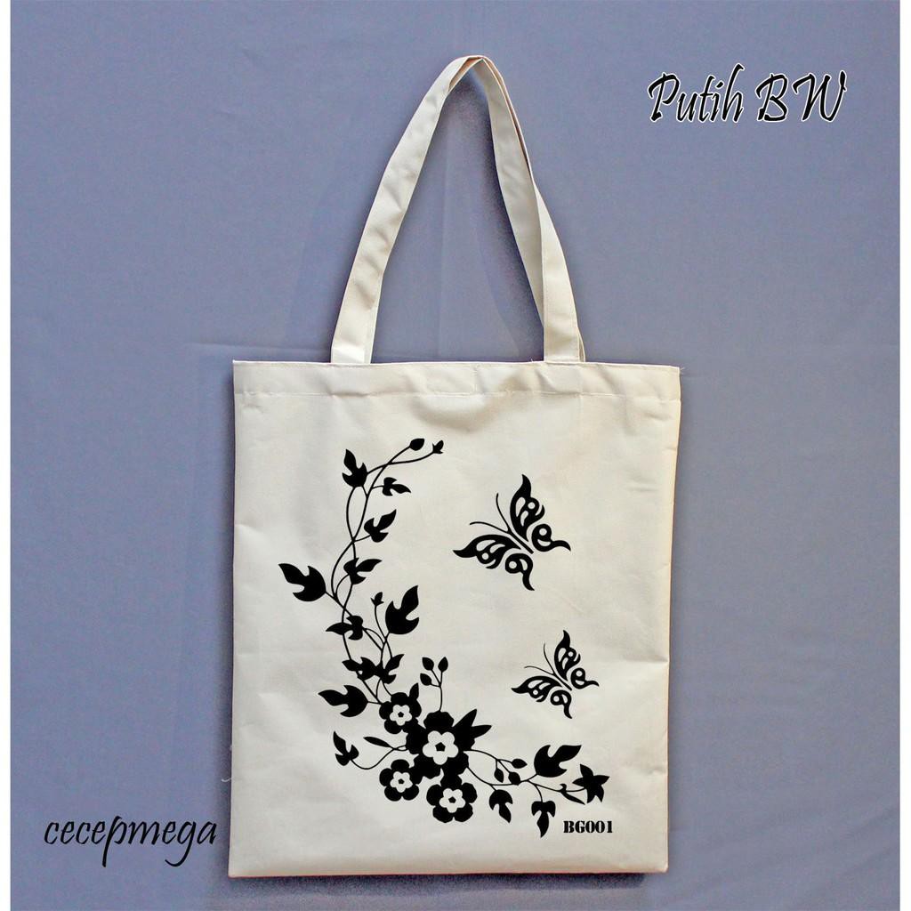 Dijual totebag motif bunga kupu-kupu Limited