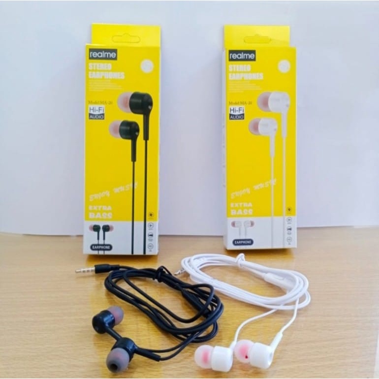 HEADSET / HF / EARPHONE REALME MA - 20 STEREO EARPHONE HITAM / PUTIH