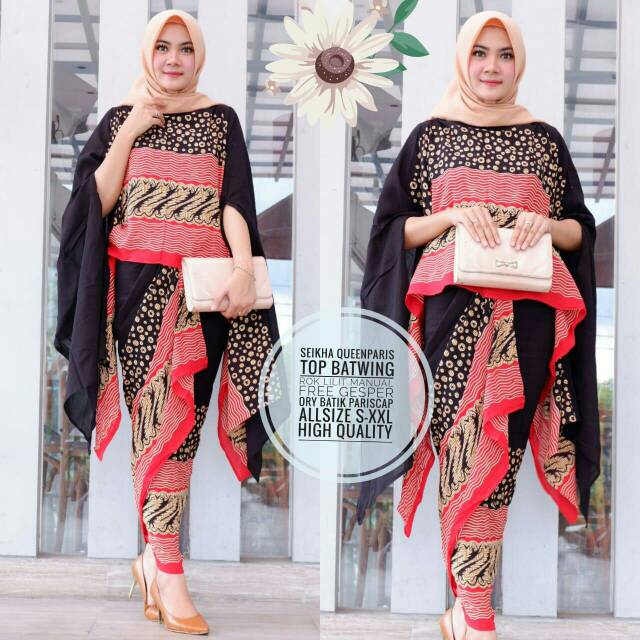 Batik Set Bahan Paris Model Batwing - Seikha Queen Paris