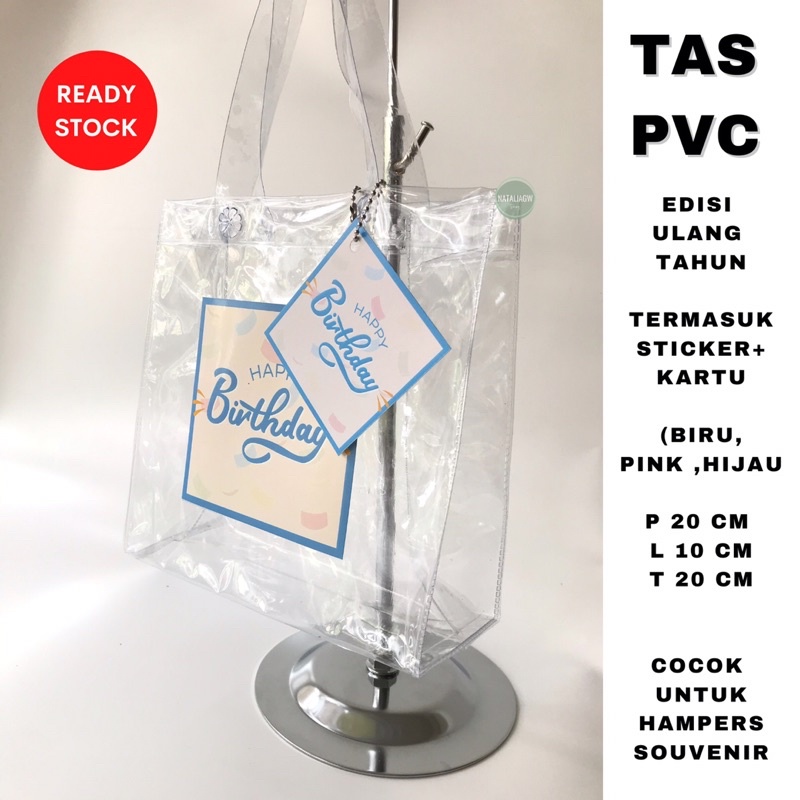 Tas pvc hampers ulang tahun goodie bag set lengkap 3 warna ecer