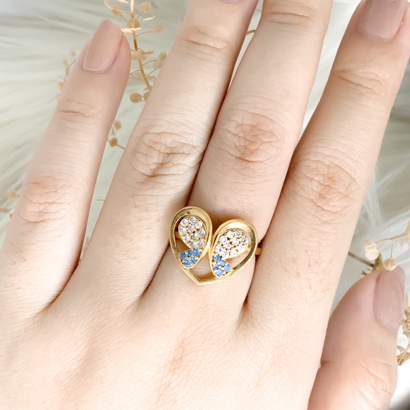 Cincin Emas Batu Biru Kupu kadar 375
