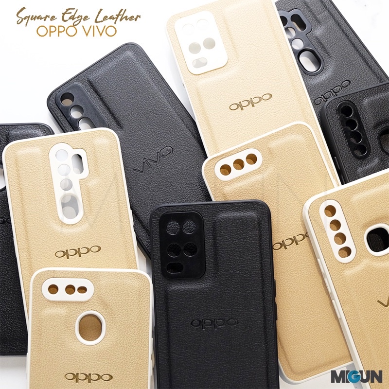 Leather Square Edge for OPPO REALME VIVO A12 A5S A11K A7 A53 A54 A15 A16 A1K C2 C12 C15 C20 C11 Y15 Y17 Y12 Y20 Y12i A74 A95 Y30 Y50 Y91 Y93 Y95 Y91C Y30 Y50