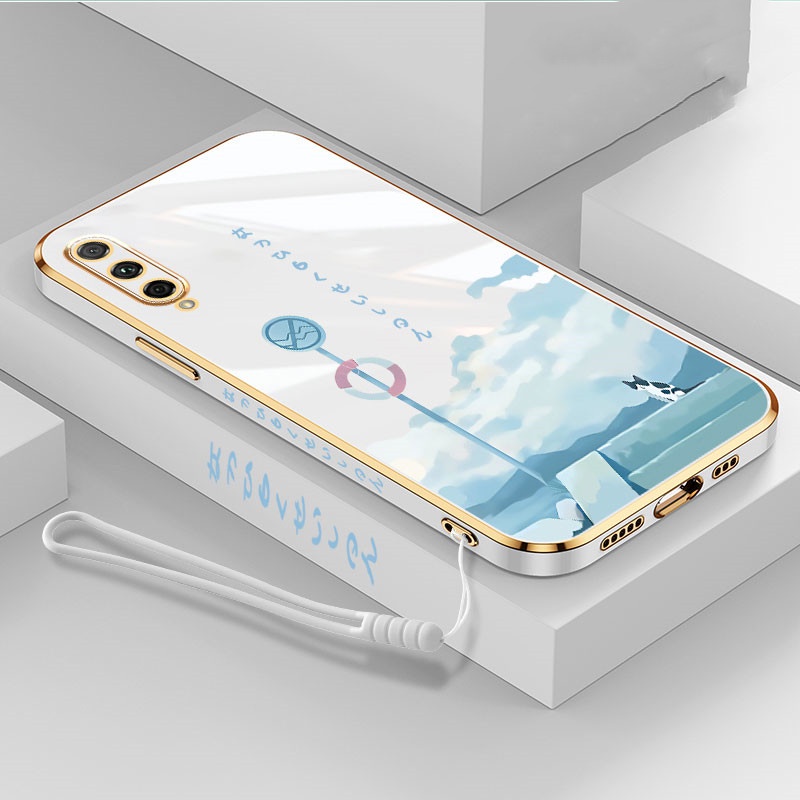 Cute Cat Phone Case For VIVO Y50 Y30 Y20i Y12S Y11 Y19 S1 PRO Y93 Y91C Y12 Y15 Y17 Y20S Y20 Y30i Luxury Cartoon Soft electroplate Lanyard cover couple