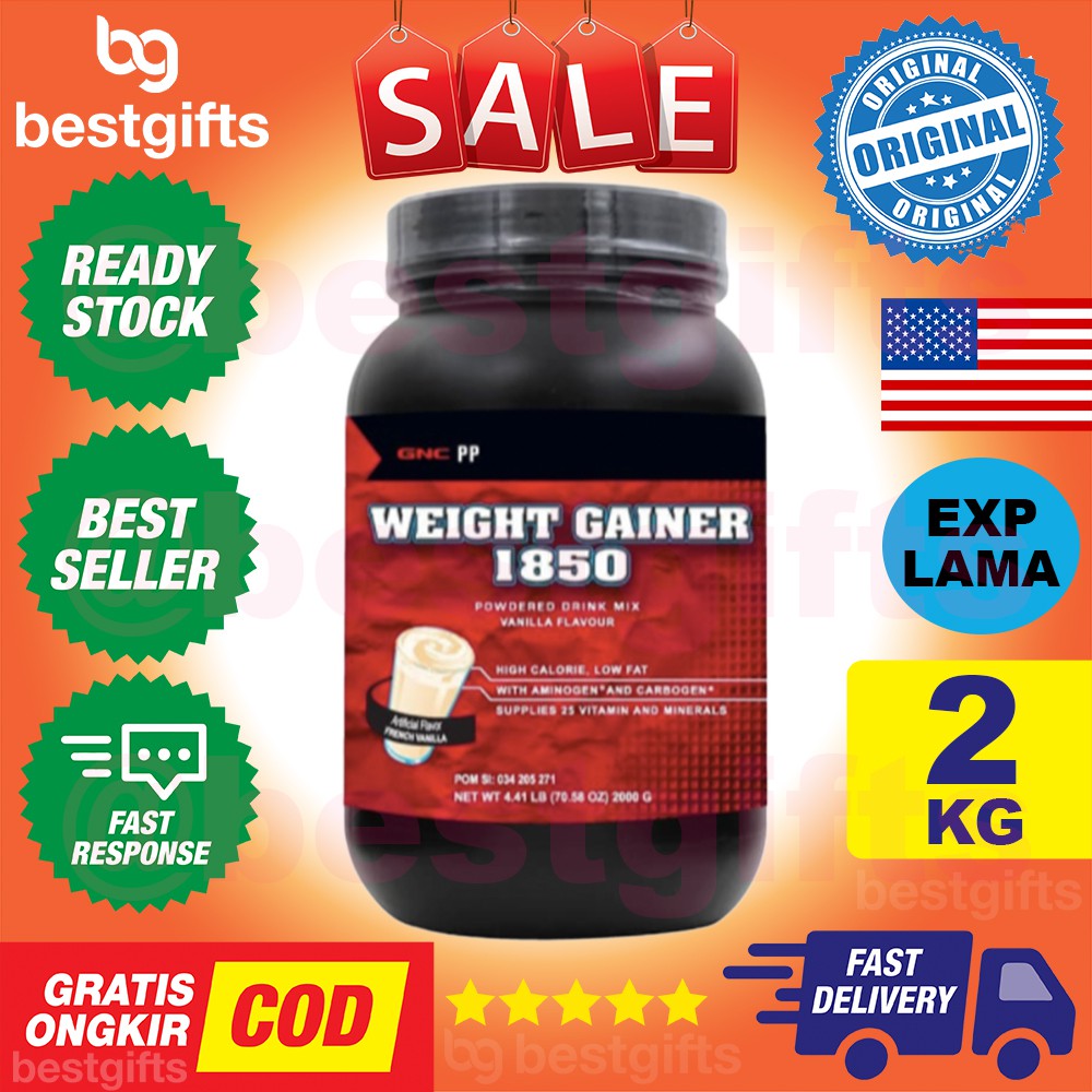 GNC PRO PERFORMANCE WEIGHT GAINER 1850 VANILLA FLAVOR SUSU PROTEIN FITNES FITNESS TAMBAH OTOT 2 KG