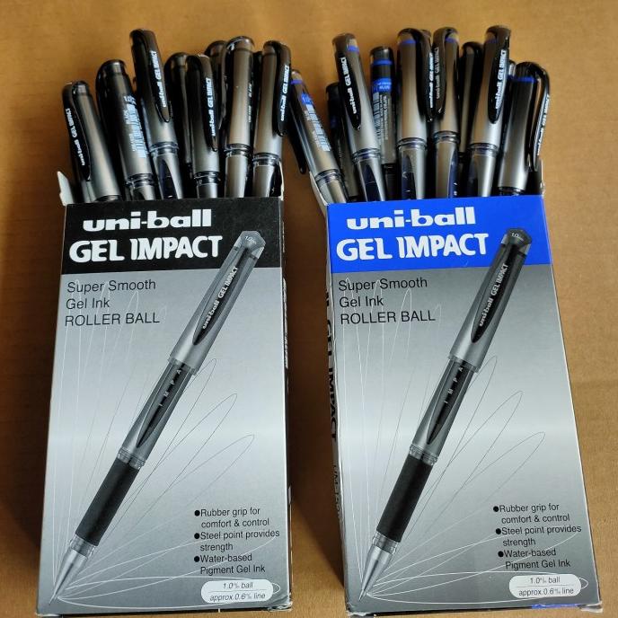 

pulpen uni ball gel impact um-153s black/blue.1dus isi 12batang/1lusin