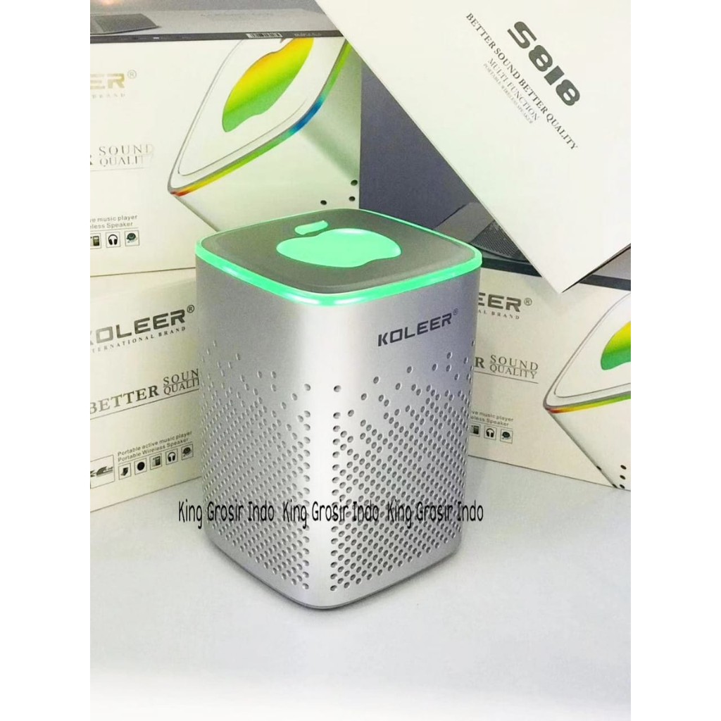 Speaker Bluetooth Logo App S818 Portable Wireless Speaker LED Bunglon