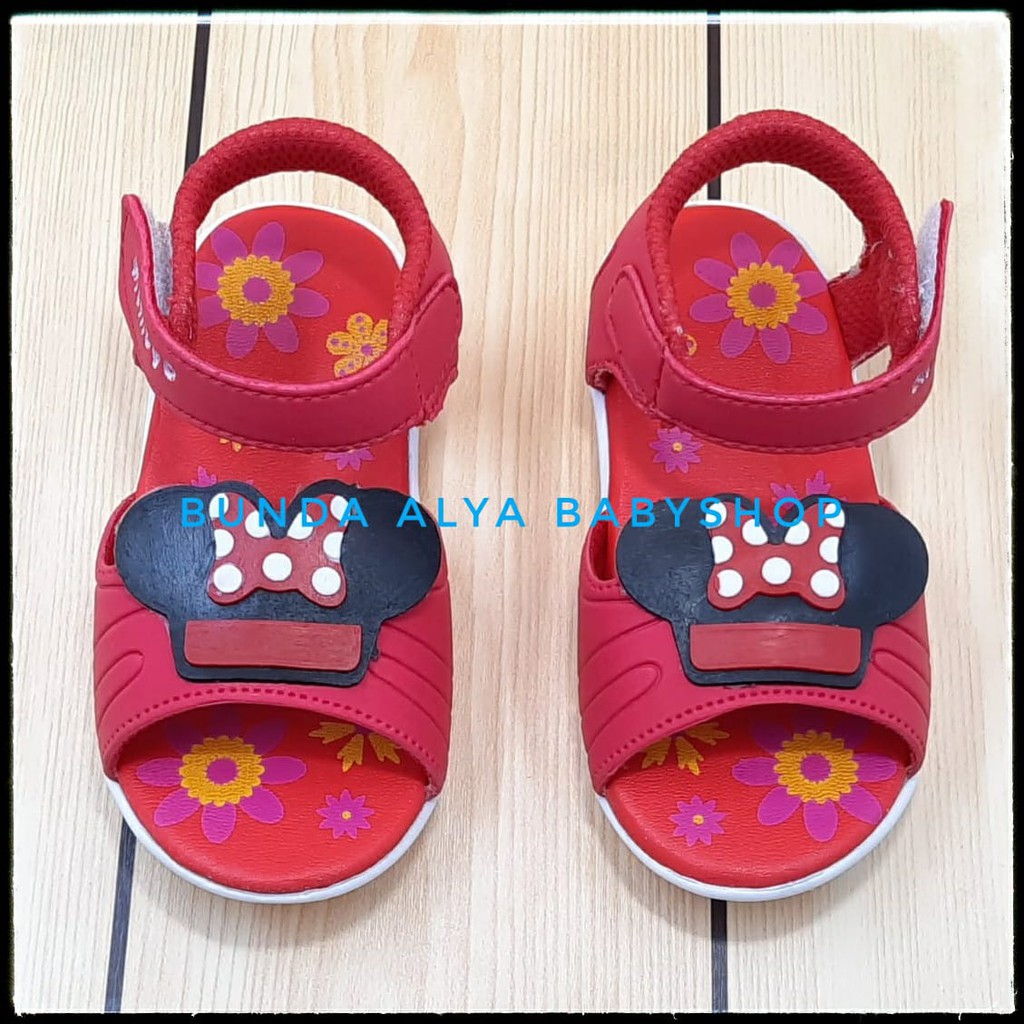 Sendal Anak Perempuan Umur 1 - 2 Tahun MERAH Alas Karet Anti Licin - Sepatu Sandal Anak Cewek 1 - 2 Tahun Anti Licin Size 22 - 25 Alas Karet Kartun Lucu