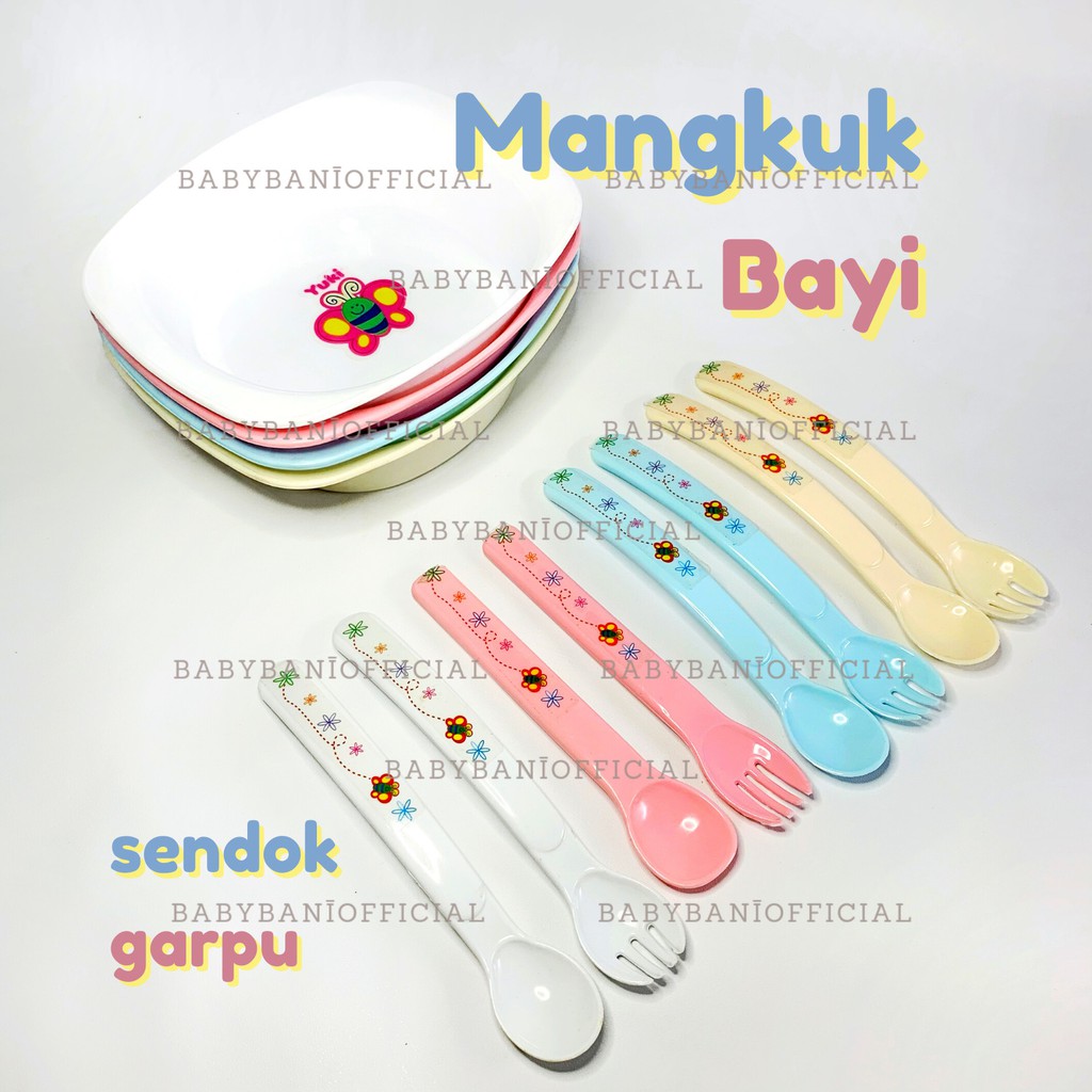 Mangkuk Piring Bayi Sendok Garpu Mpasi Mangkok Baby Yuki BABYBANIOFFICIAL