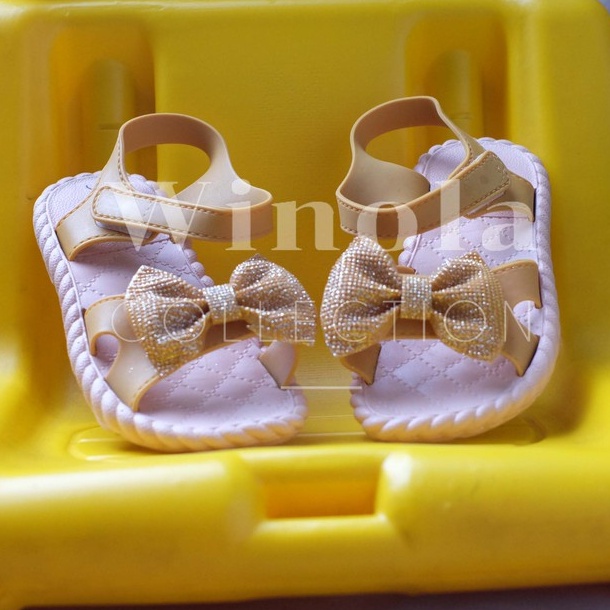 Sandal Anak Perempuan Jelly Tali Velcro Pita Glitter Breslin Winola Payless WNL 8898-A4-Gold