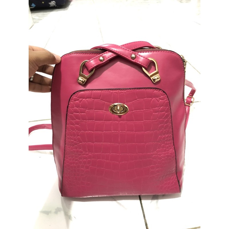 Preloved Ransel Kulit Pink