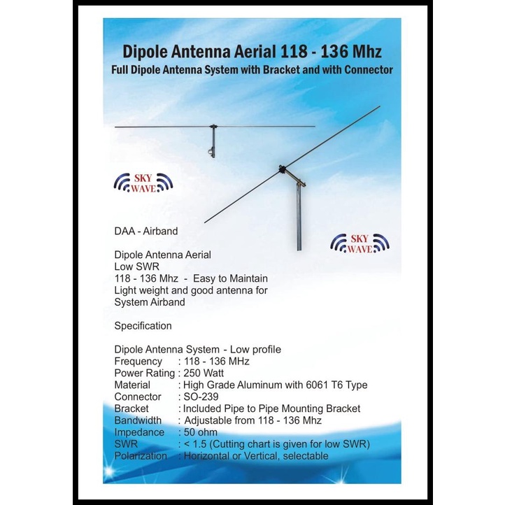 Antena Aviation Airband Vhf 118-136 Mhz , Receive And Transmit