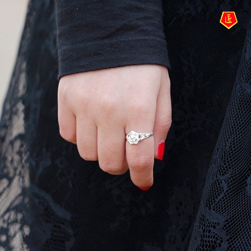 [Ready Stock]S925 Silver Rose Ring Creative Fashion