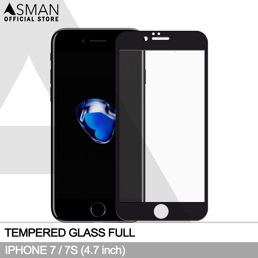 Tempered Glass Full iPhone 7 (4.7&quot;) | Anti Gores Kaca - Hitam