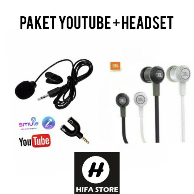 Paket YouTube audio Vlog Vlogger Mic Clip On Audio Splitter Headset