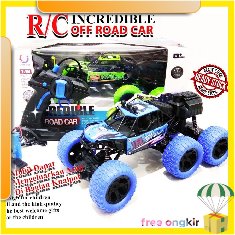 Mobil Remote Control RC Off Road 1:16 Bisa Keluar Asap Mainan Mobil Remot Cas 6 Roda Besar