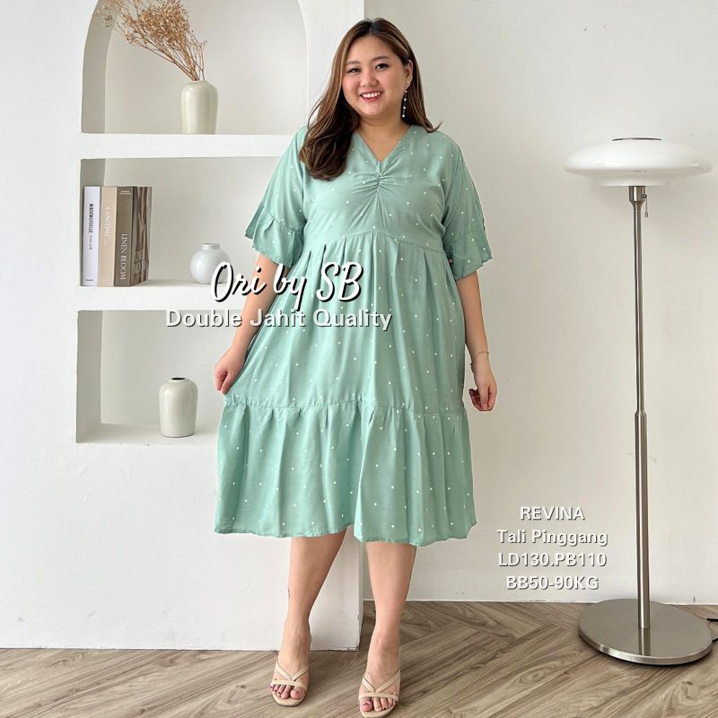 DRESS JUMBO_BAJU JUMBO REVINA BIG SIZE XXXL LD130cm Baju superjumbo BB90KG