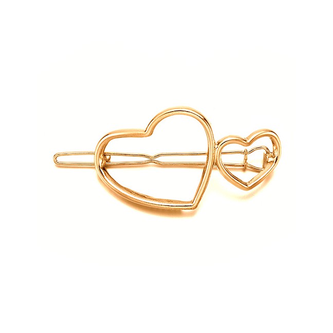 LRC Jepit Rambut Fashion Geometric Double Heart Hairpin F4256X