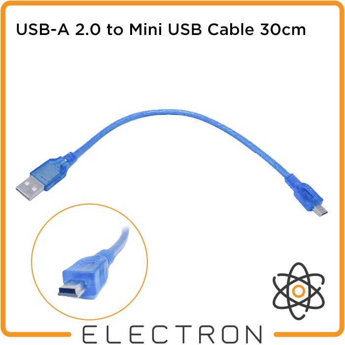 USB-A 2.0 to Mini USB Cable 30cm Male to Male 5pin Kabel Data 30 cm 5p