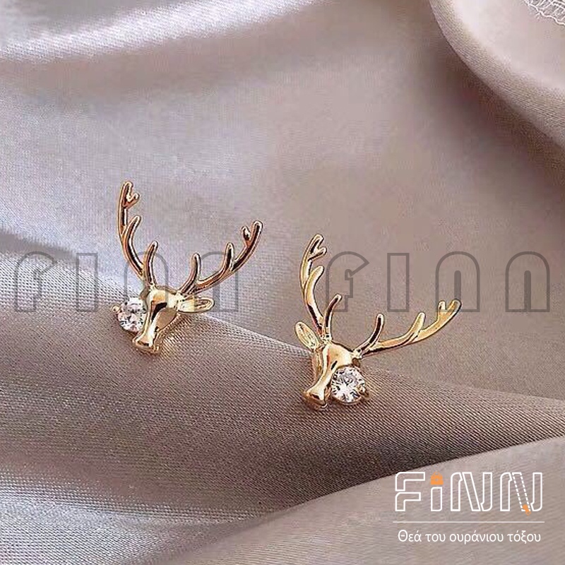 Anting Tusuk Desain Tanduk Rusa Hias Zircon Untuk Wanita Fashion Earrings Import