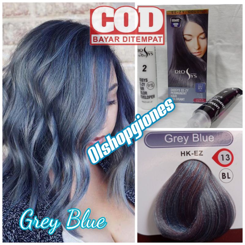 Cat Rambut Diosys Grey Blue Ash HK-EZ 13 ( cat 100ml + Oxydant 100ml ) diosis hair color bleaching