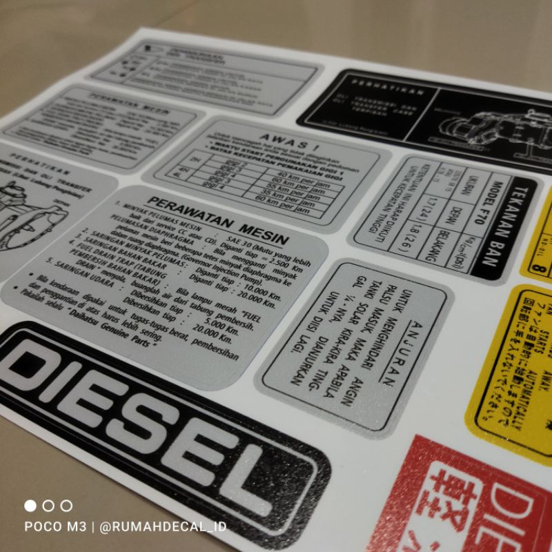 stiker warning interior TAFT F70 Taft Hiline Taft Rocky