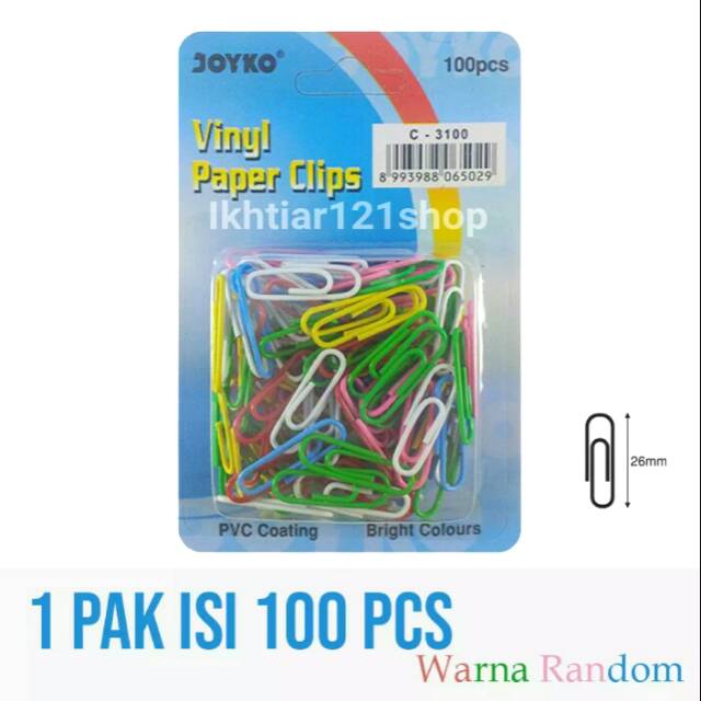 

Paper Clips/Klip Kertas Joyko Warna C3100 perpack isi 100pcs