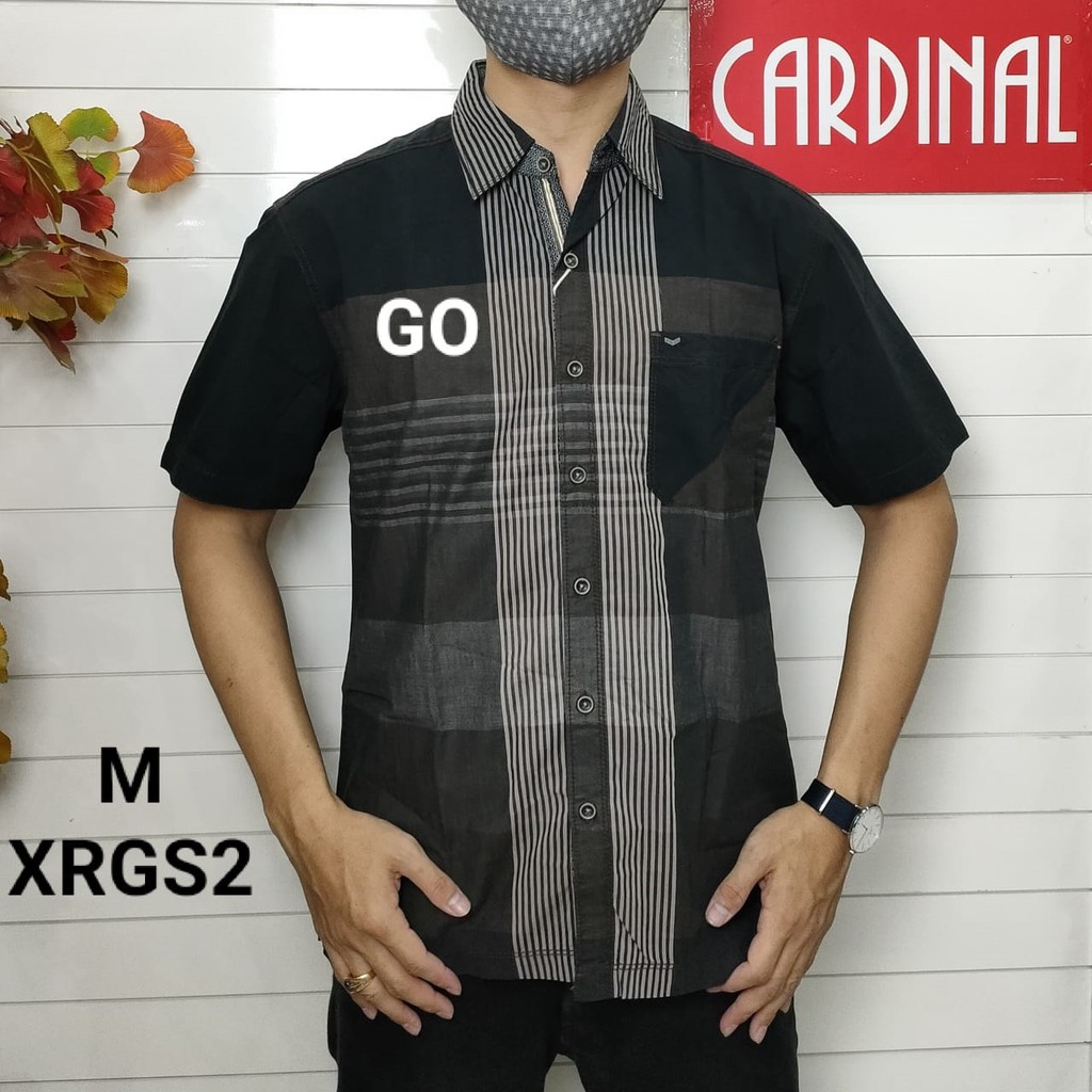 gof M CARDINAL KEMEJA CASUAL Pakaian Atasan Pria Kemeja Reguler Hem Casual Santai Lengan Pendek