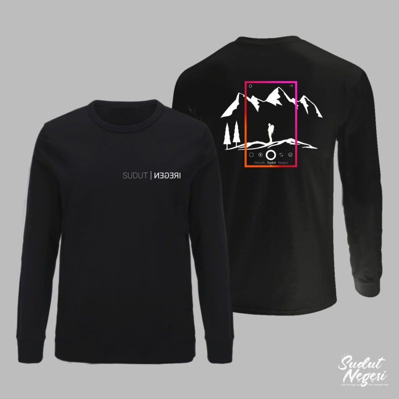 Baju pria/wanita tangan panjang "Sudut Negeri 5" warna hitam