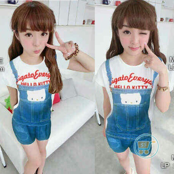Overall hello kitty setelan kitty baju kodok kitty celana hello kitty