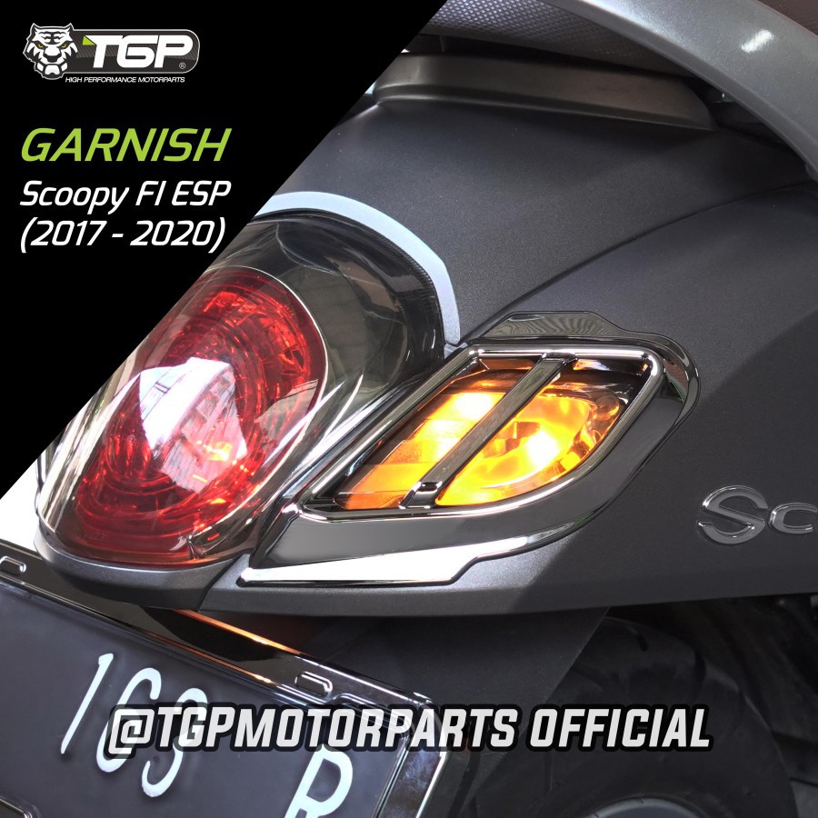 GARNISH LAMPU BELAKANG SCOOPY FI LED K93 2017 2020 TGP BLACK CHROME